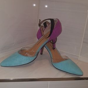 Purple & Blue Suede Heels